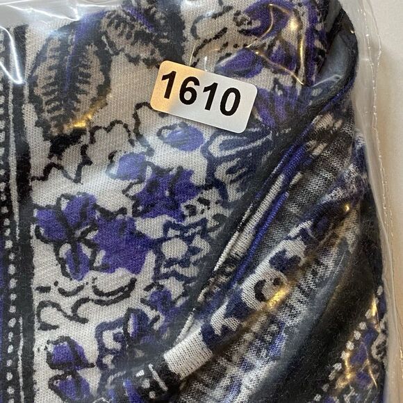 Lucky Brand top Womens S Short Sleeve Peasant Blue Print floral - flaw - Picture 6 of 6